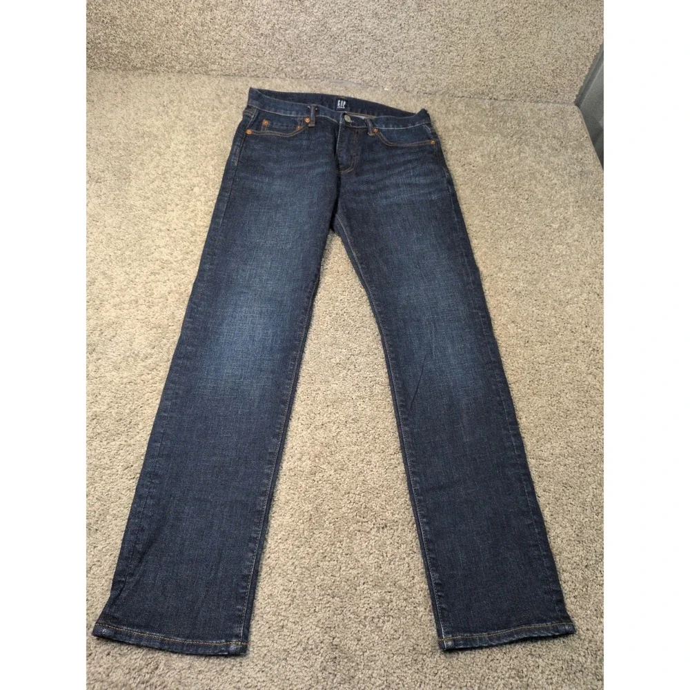 Gap Denim Mens 29x30 Slim Straight Jeans Dark Worn Indigo Stretch‎ 321515-00